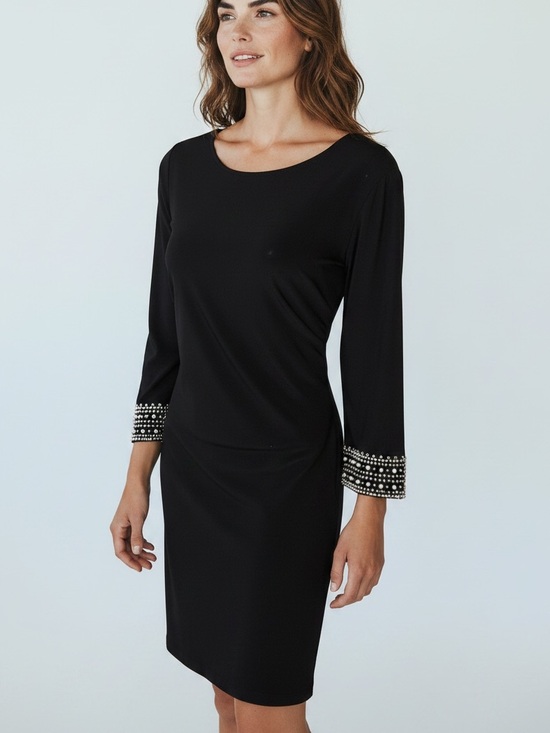 Tiana B. Dresses & Skirts - Tiana B. Black Beaded Cuff Sheath Dress